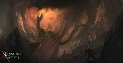 Unsung Story dragon battle concept art