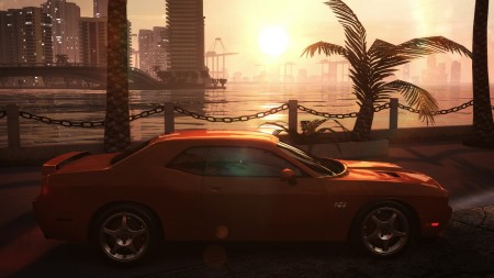 A classic Dodge overlooking  Miami bay. Lovely.