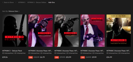 Hitman 3 Epic Store Access Pack page